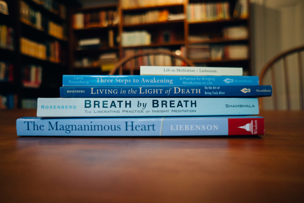 photo of books by Larry Rosenberg and Narayan Helen Liebenson